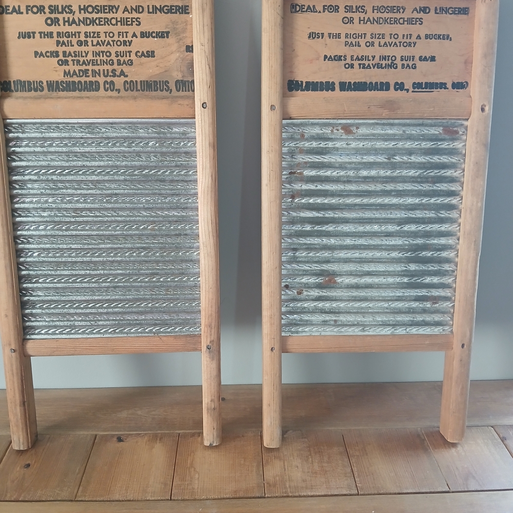 Vintage Washboard Set - Silver and Brown - Picture 4 of 7
